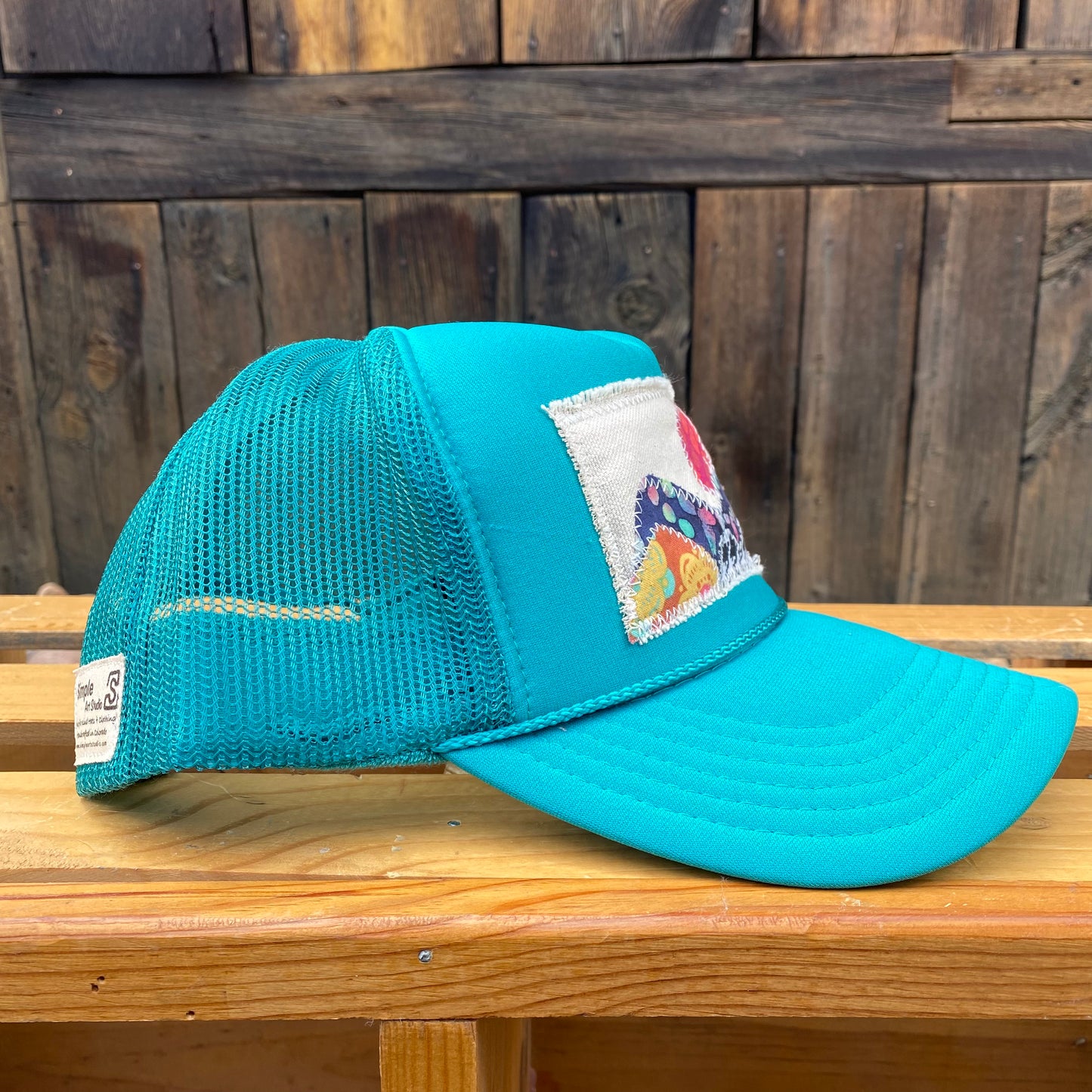 Turquoise (Jade) Trucker Hat - Mountain Scene