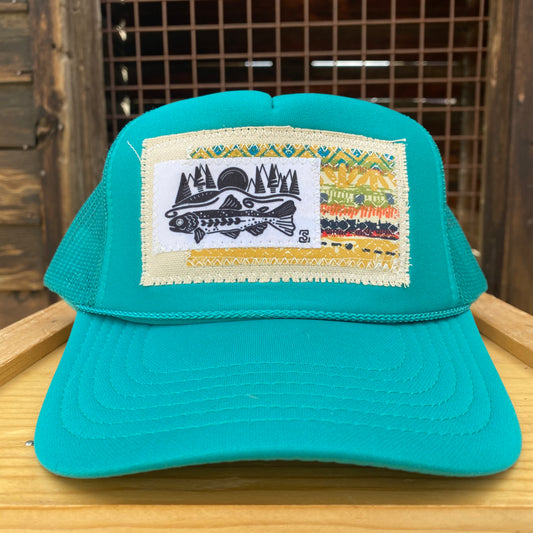 Turquoise (Jade) Trucker Hat - Rainbow Trout