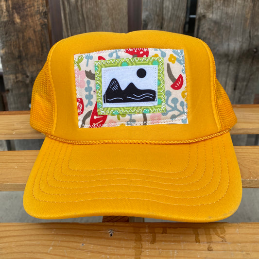 Yellow Trucker Hat - Shrooms and Mountain Life
