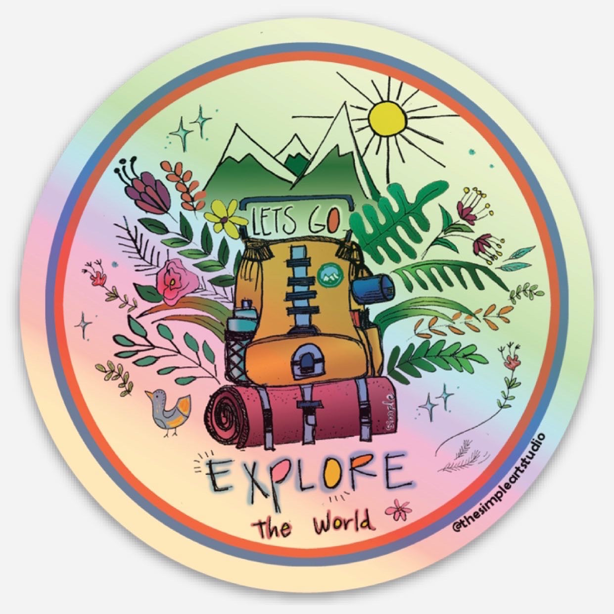 Lets Go Explore Holographic Sticker