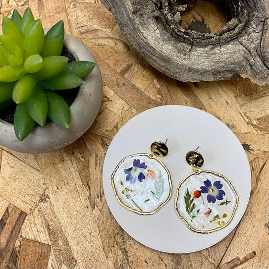 Pressed Flower Earrings / Colorful