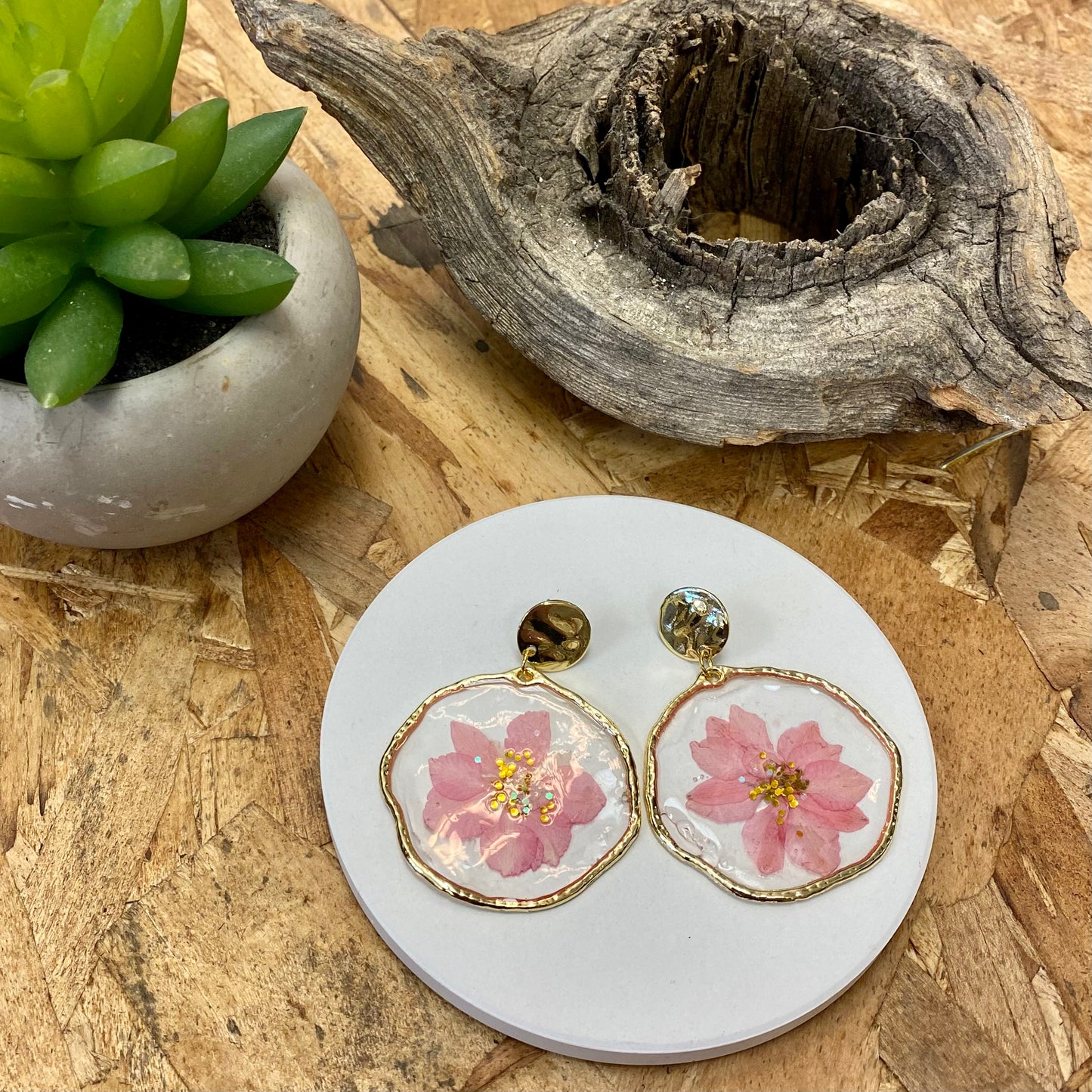 Pressed Flower Earrings / Pink Lover