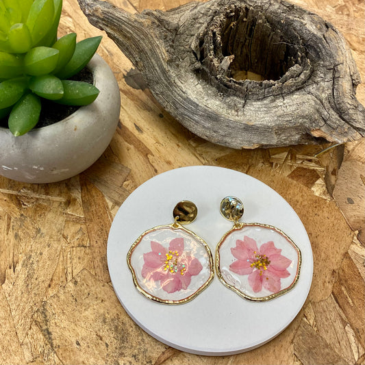 Pressed Flower Earrings / Pink Lover