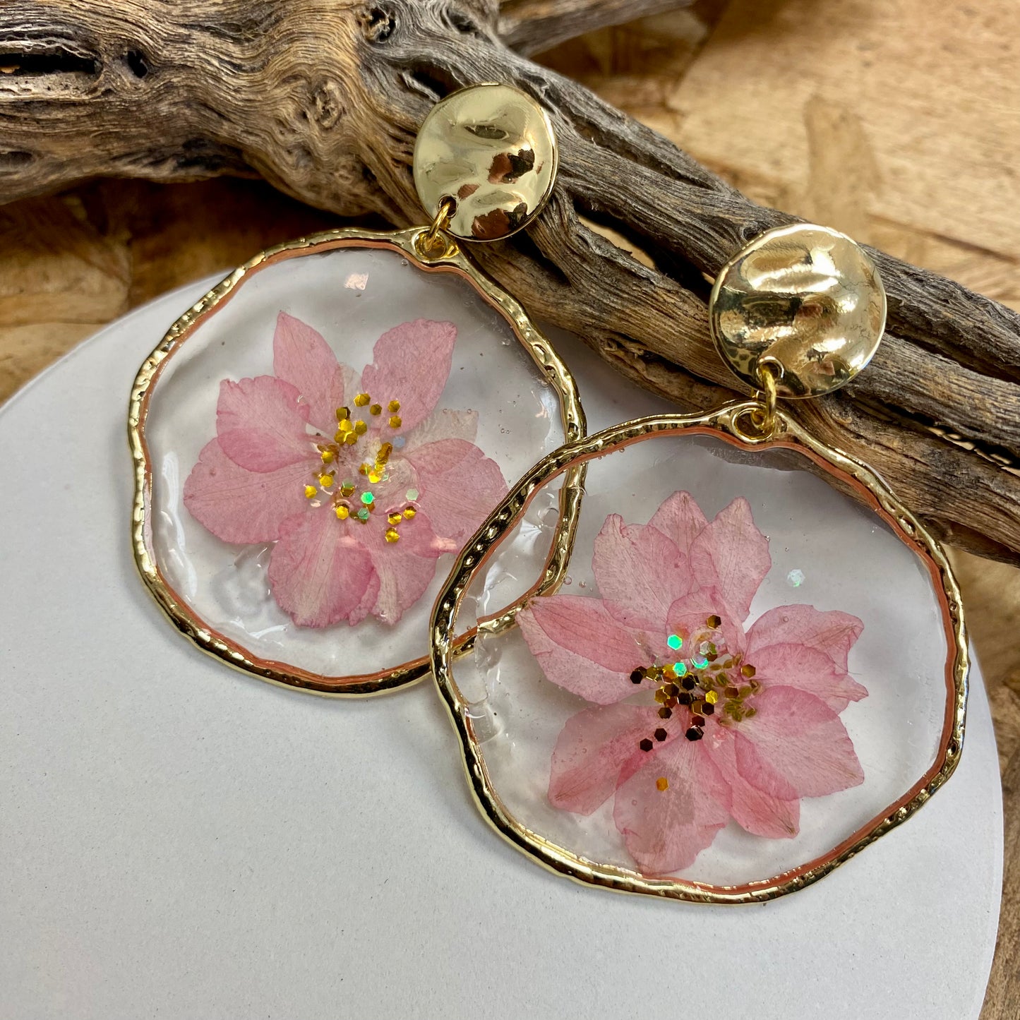 Pressed Flower Earrings / Pink Lover