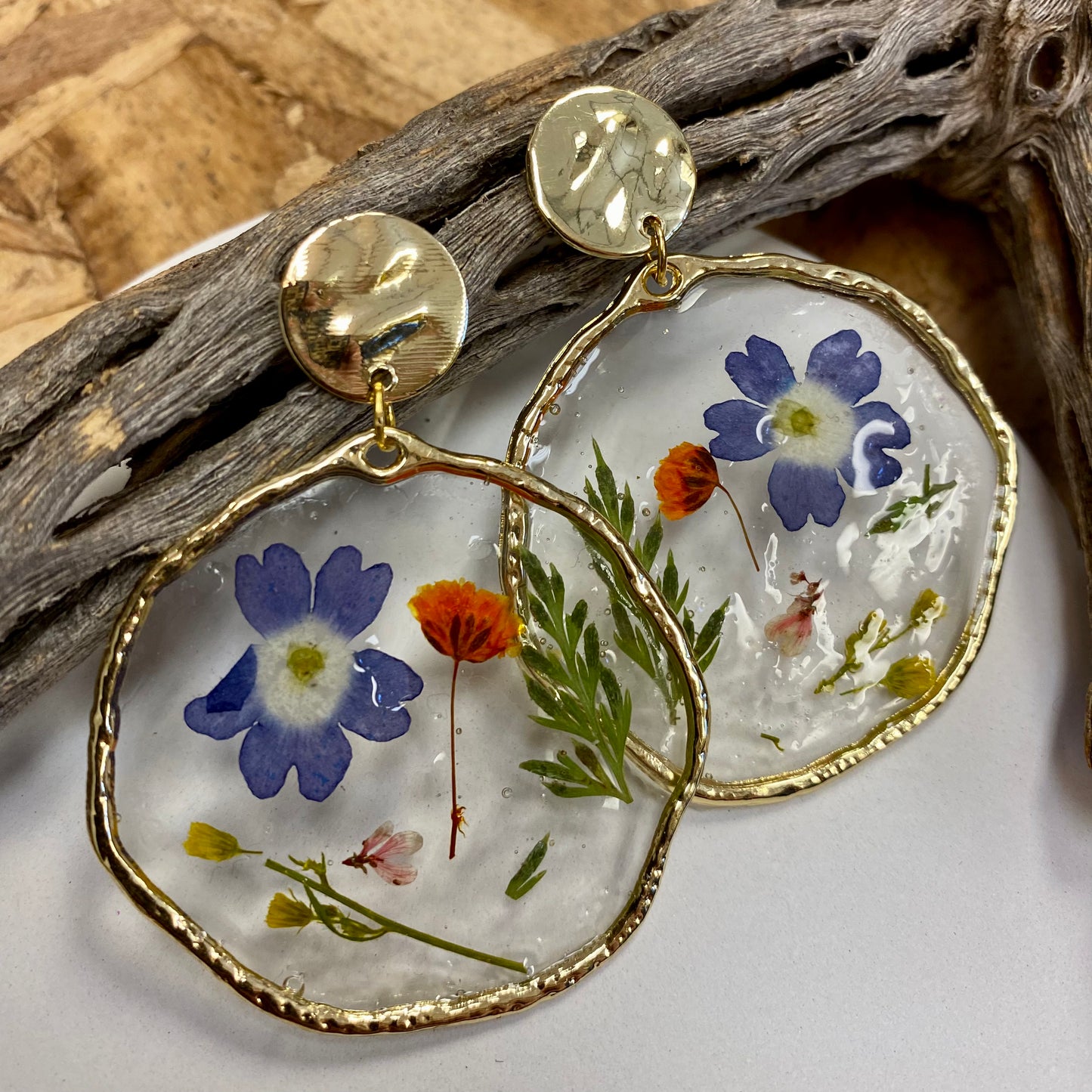 Pressed Flower Earrings / Colorful