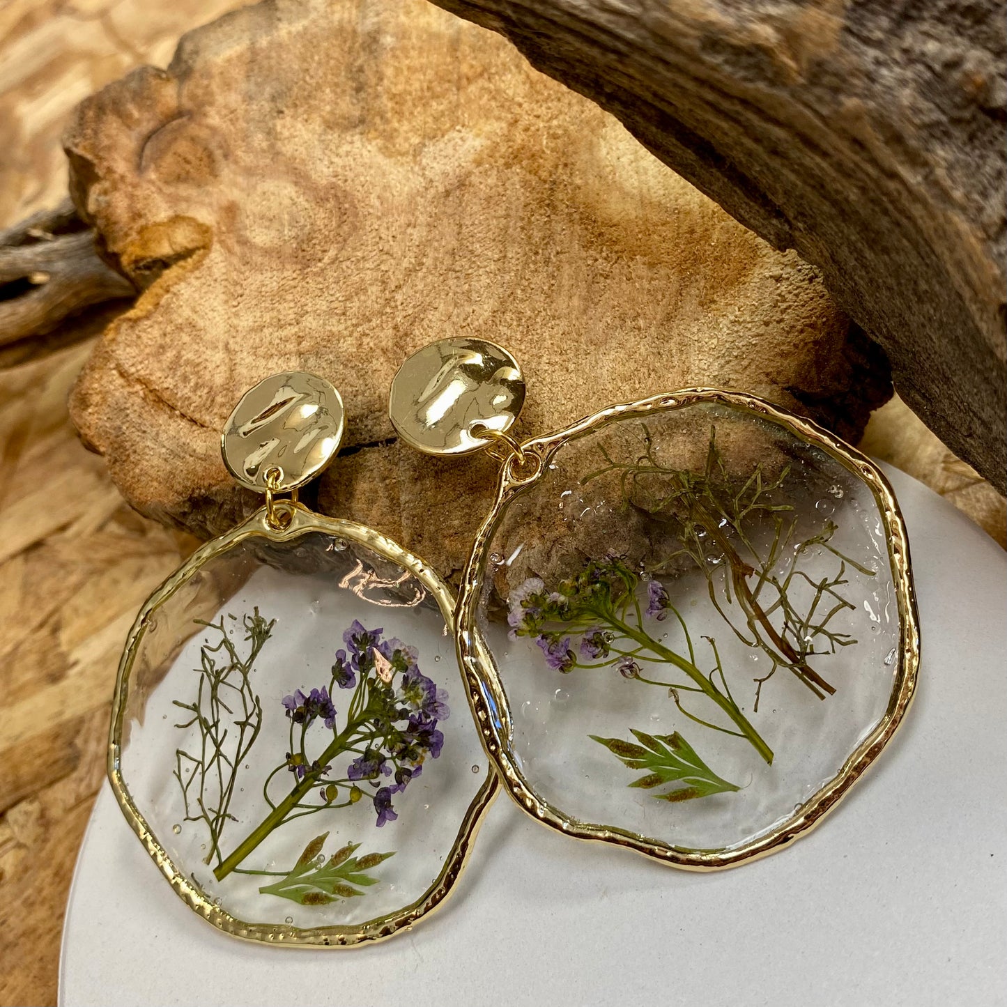 Pressed Flower Earrings / Purple