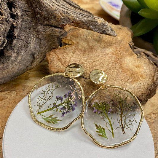 Pressed Flower Earrings / Purple