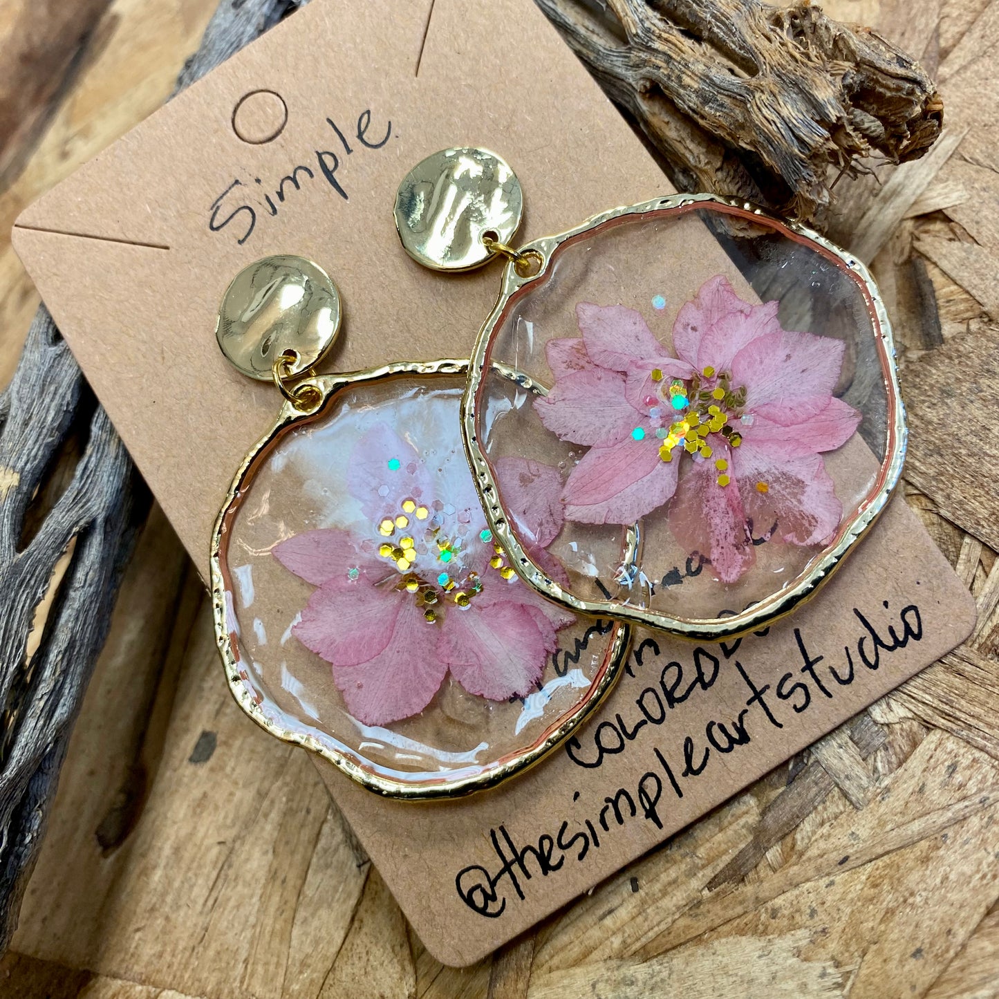 Pressed Flower Earrings / Pink Lover