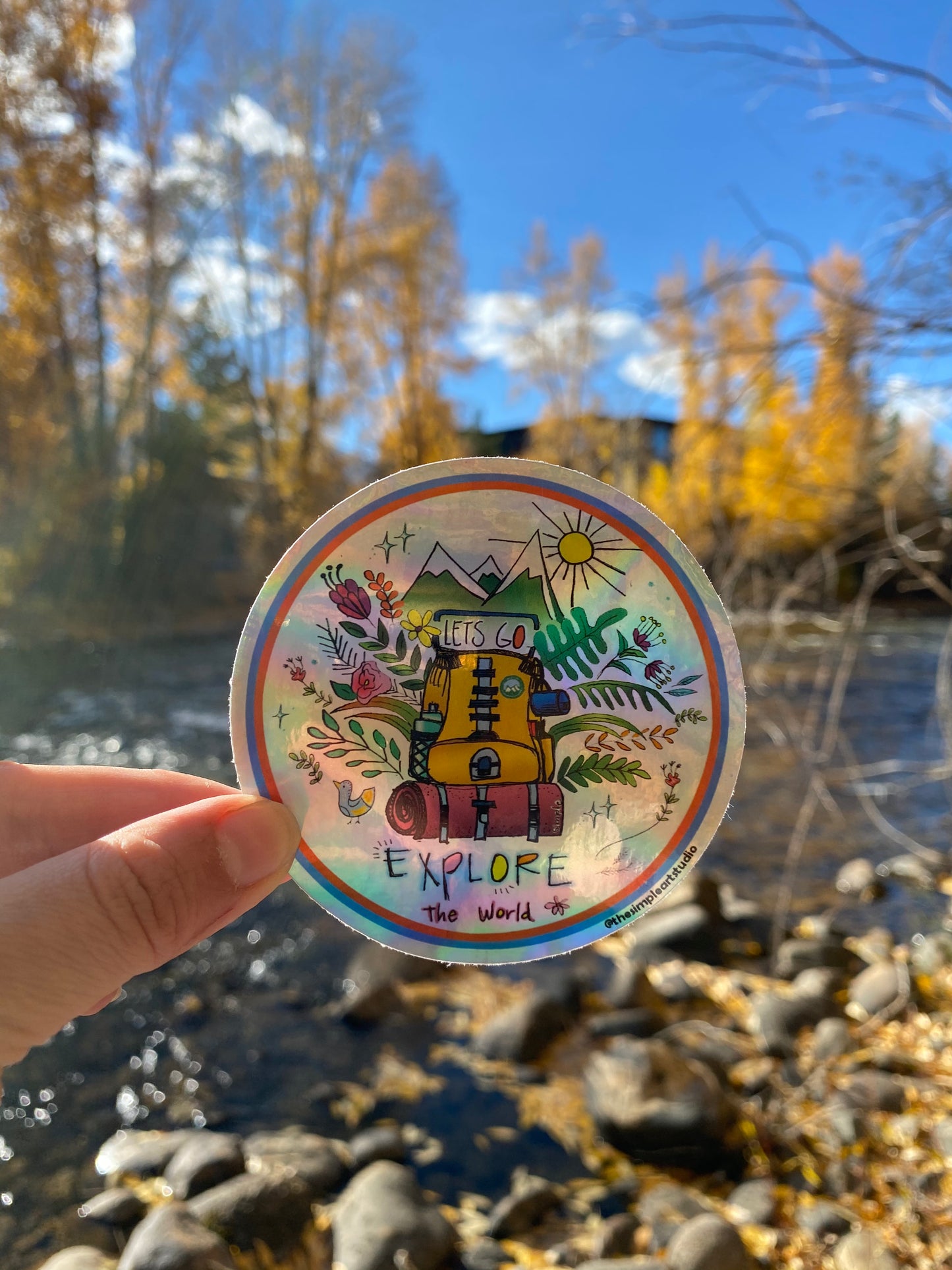 Lets Go Explore Holographic Sticker